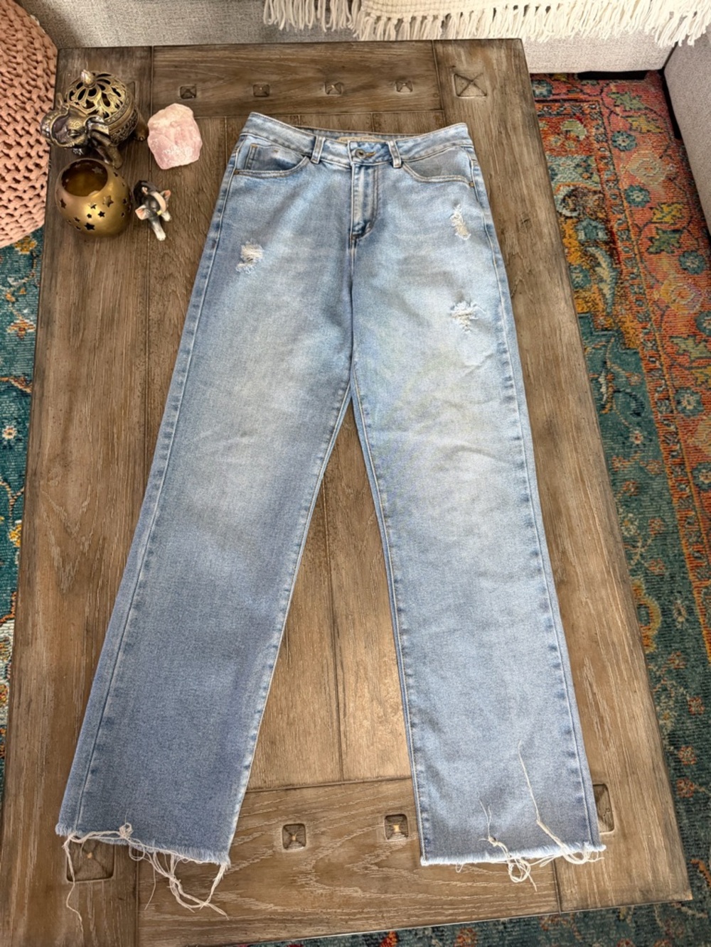 Navissi Light Blue Distressed Straight-Leg Jeans - Picture 2 of 11
